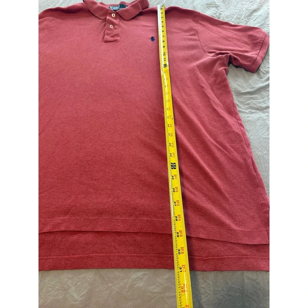 Polo Ralph Lauren Mens XXL Red Heather Short Sleeve Cotton Polo Shirt Blue Pony